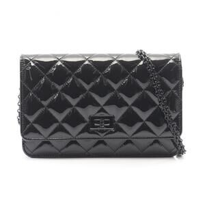 Chanel 2.55 Matelassé Shoulder Bag/Handbag, Patent Leather, Women's, Black